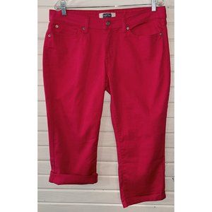 Levis Strauss Signature Sz 16 Misses Cropped Capri Hot Pink Denim Jeans EUC